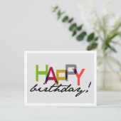 Vet Unisex Happy Birthday Typography Briefkaart (Staand voorkant)