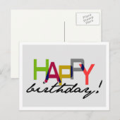 Vet Unisex Happy Birthday Typography Briefkaart (Voorkant / Achterkant)