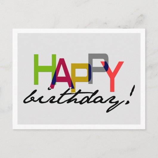 Vet Unisex Happy Birthday Typography Briefkaart (Voorkant)