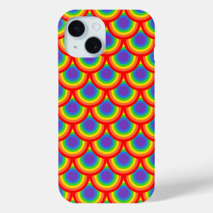 Vet veelkleurig retro-boogpatroon iPhone 15 case