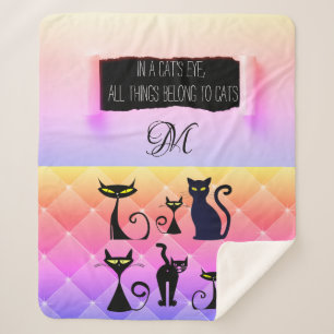 Vet Veelkleurige Moderne Retro Kat Lover Sherpa Deken