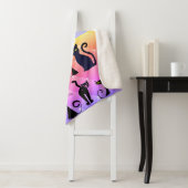 Vet Veelkleurige Moderne Retro Kat Lover Sherpa Deken (In situ)