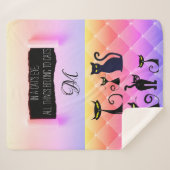 Vet Veelkleurige Moderne Retro Kat Lover Sherpa Deken (Voorkant (horizontaal))