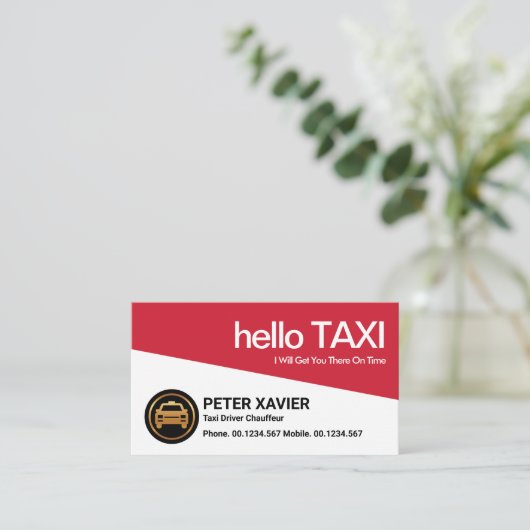 Vet verblindend Rood Taxi-driehoek Taxi-driver Visitekaartje (Staand voorkant)