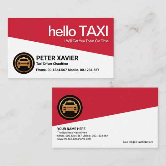 Vet verblindend Rood Taxi-driehoek Taxi-driver Visitekaartje (Voorkant / Achterkant)