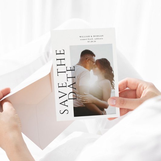 Vet - Verticaal type Moderne Fotobruiloft Save the Date