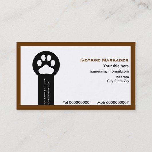 Vet/Veterinary Clinic minimalist visitekaartjes (Achterkant)