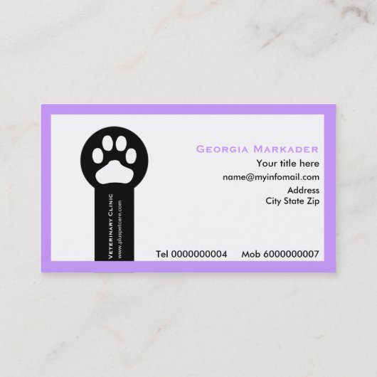 Vet/Veterinary Clinic minimalist visitekaartjes (Achterkant)