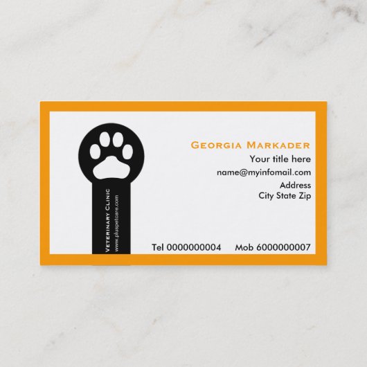 Vet/Veterinary Clinic minimalist visitekaartjes (Achterkant)