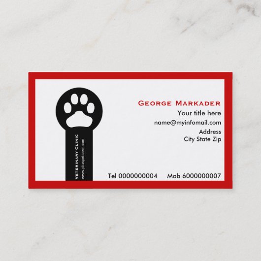 Vet/Veterinary Clinic minimalist visitekaartjes (Achterkant)