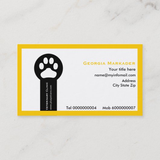 Vet/Veterinary Clinic minimalist visitekaartjes (Achterkant)