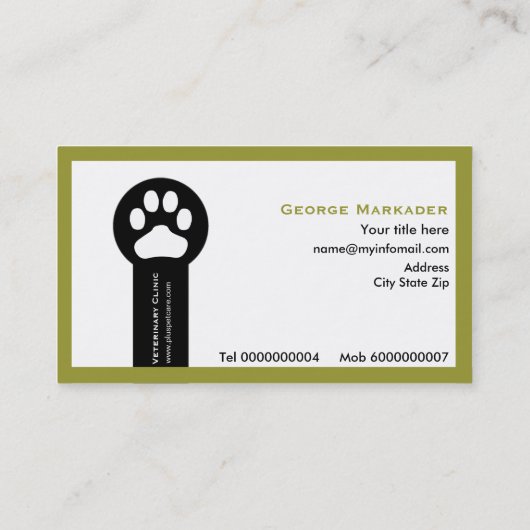 Vet/Veterinary Clinic minimalist visitekaartjes (Achterkant)