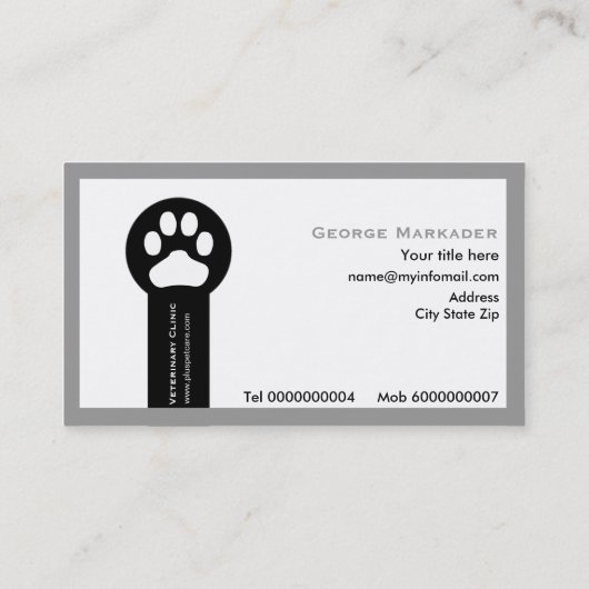 Vet/Veterinary Clinic minimalist visitekaartjes (Achterkant)