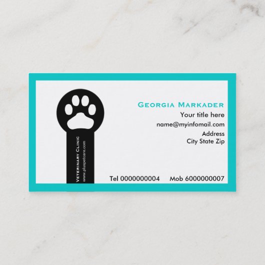 Vet/Veterinary Clinic minimalist visitekaartjes (Achterkant)