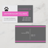 Vet/Veterinary Clinic, paw hot-roze oog-catching Visitekaartje (Voorkant / Achterkant)