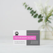 Vet/Veterinary Clinic, paw hot-roze oog-catching Visitekaartje (Staand voorkant)