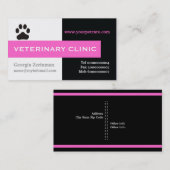 Vet/Veterinary Clinic, paw hot-roze oog-catching Visitekaartje (Voorkant / Achterkant)