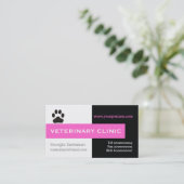 Vet/Veterinary Clinic, paw hot-roze oog-catching Visitekaartje (Staand voorkant)