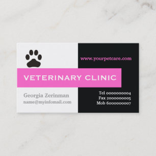 Vet/Veterinary Clinic, paw hot-roze oog-catching Visitekaartje