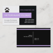 Vet/Veterinary Clinic, paw lavender eye catching Visitekaartje (Voorkant / Achterkant)