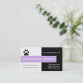 Vet/Veterinary Clinic, paw lavender eye catching Visitekaartje (Staand voorkant)