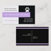 Vet/Veterinary Clinic, paw lavender eye catching Visitekaartje (Voorkant / Achterkant)
