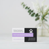 Vet/Veterinary Clinic, paw lavender eye catching Visitekaartje (Staand voorkant)
