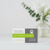Vet/Veterinary Clinic, paw lime green eye catching Visitekaartje (Staand voorkant)