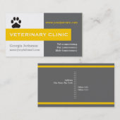 Vet/Veterinary Clinic, paw yellow eye-Catching Visitekaartje (Voorkant / Achterkant)