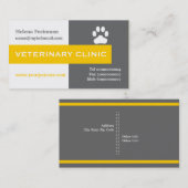 Vet/Veterinary Clinic, paw yellow eye-Catching Visitekaartje (Voorkant / Achterkant)
