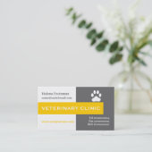 Vet/Veterinary Clinic, paw yellow eye-Catching Visitekaartje (Staand voorkant)