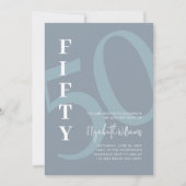 Vet Vijftig verjaardag | Dusty Blue Moderne verjaa Kaart (Voorkant)
