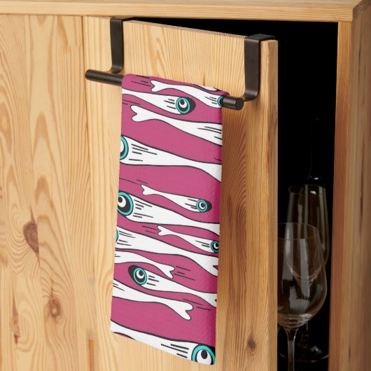 Vet Vis Patroon Theedoek – Modern Pop Art Kitch (Derde Gevouwen)