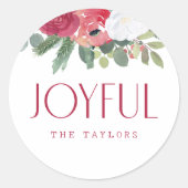 Vet Vreugdevolle Waterverf Bloemen Gepersonaliseer Ronde Sticker (Voorkant)