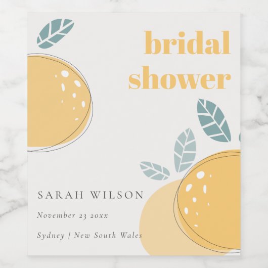 Vet Vrijgezellenfeest met Abstract Lemon Fruity Wijn Etiket (Enkel label)