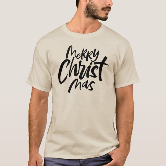 Vet Vrolijk Kerstmismotto Lettering Religieus T-shirt (Voorkant)