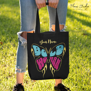 Vet Vrouw Gepersonaliseerde Naam Rustieke Vlinder Tote Bag