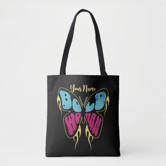 Vet Vrouw Gepersonaliseerde Naam Rustieke Vlinder Tote Bag (Voorkant)