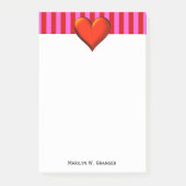 Vet, warm roze, rode strepen, rood metaalhars post-it® notes (Voorkant)