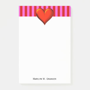 Vet, warm roze, rode strepen, rood metaalhars post-it® notes