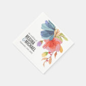 Vet Waterverf Blauw Wildbloemen Monogram Bruiloft Servet (Hoek)