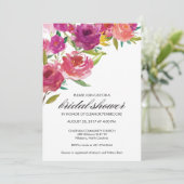 Vet Waterverf Bloemen Bruidsdouche Uitnodiging (Staand voorkant)