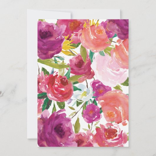 Vet Waterverf Bloemen Bruidsdouche Uitnodiging (Achterkant)