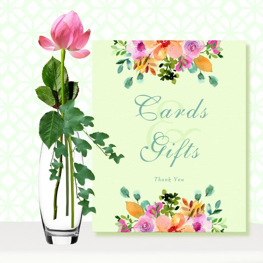 Vet Waterverf Groen Floral Colorful Bouquet Poster