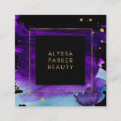 Vet Waterverf plastic met Faux Gold Watch-accessoi Vierkante Visitekaartje (Voorkant)