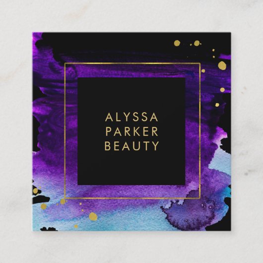 Vet Waterverf plastic met Faux Gold Watch-accessoi Vierkante Visitekaartje (Voorkant)