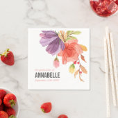 Vet Waterverf Roze Wildbloemen Afstuderen Servet (Insitu)