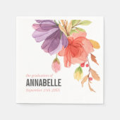 Vet Waterverf Roze Wildbloemen Afstuderen Servet (Voorkant)