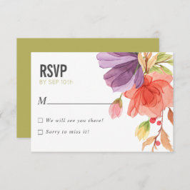 Vet Waterverf Wildbloemen Groene bruiloft RSVP Kaart