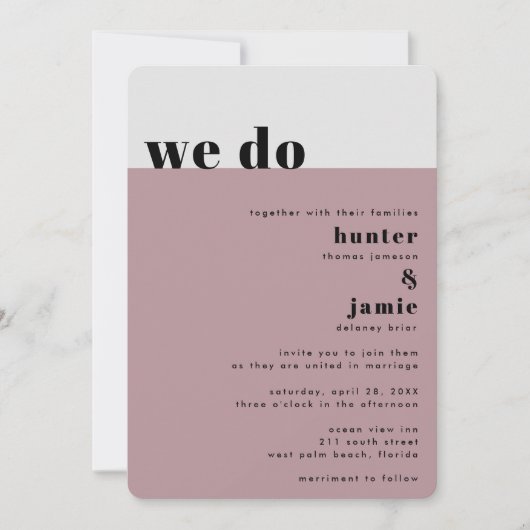 Vet "We doen" Licht Mauve Weddenschap Kaart (Voorkant)